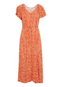 Midikleid Ichi "IHAya", Damen, Gr. 40, Normalgr&ouml;&szlig;en, orange (coral rose leo aop), Kleider Midikleid