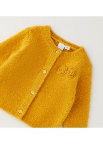 Cardigan IDO "BABY GIRL KNITWEAR", M&auml;dchen, Gr. 98, gelb (mustard), 77% Polyester, 22% Polyamid, 1% Elastan, Strickjacken Cardigan