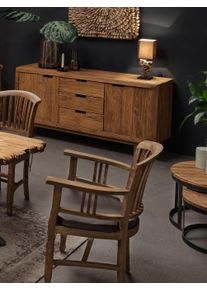 Armlehnstuhl Sit "Milazzo aus recyceltem Teakholz &ndash; Massivholz &ndash; Natur", beige (natur), B:55cm H:95cm T:55cm, St&uuml;hle, Armlehnstuhl, Massiver BrettSitz aus recyceltem Teakholz mit markanten Armlehnen