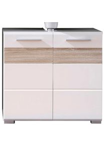 Waschbeckenunterschrank Welltime "Marbella", wei&szlig; (wei&szlig; hochglanz, eichefarben s&auml;gerau hell, wei&szlig; matt), B:60cm H:56cm T:34cm, Schr&auml;nke, Waschbeckenunterschrank, Waschbeckenunterschrank zur Wandmontage - (B/T/H) 60/34/56 cm