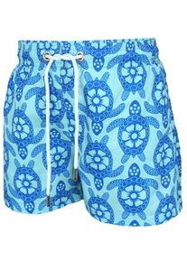 Badehose AQUARTI "Badehose Vater Sohn Partnerlook Badeshorts Jungen Herren Badehose", Kinder, Gr. L, N-Gr, gr&uuml;n (schildkr&ouml;ten dunkelgr&uuml;n mintgr&uuml;n), Obermaterial: 100% Polyester PES., Badehosen Badehose