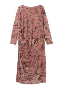 Jerseykleid sheego "Mesh-Kleid Blumenkleid aus Mesh-Qualit&auml;t", Damen, Gr. 52, Normalgr&ouml;&szlig;en, rosa (rosenholz, camel, bedruckt), Elegant, Rundhals, Kleider Jerseykleid