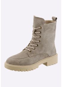 Schn&uuml;rstiefelette Heine "Schn&uuml;rstiefelette Schn&uuml;rstiefelette", Damen, Gr. 37, XS-Schaft, beige (taupe), Rindsleder, Sportlich, Schuhe Schn&uuml;rstiefelette