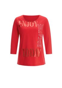 T-Shirt SIEH AN "3/4-Arm-Shirt Rundhalsshirt mit glitzerndem Folien-Druck", Damen, Gr. 4, rot, Modisch, Rundhals, Shirts T-Shirt