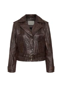 Lederjacke Kaffe "Kaffe Lederjacke KArusta", Damen, Gr. 34, braun (rusty schwarz), Jacken Lederjacke