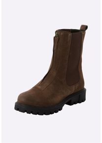 Stiefelette sheego "Stiefelette Stiefelette", Damen, Gr. 39, braun (schoko), Schuhe Stiefelette