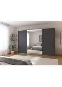 Kleiderschrank OTTO HOME "Schrank Garderobe Ankleide Schlafzimmerschrank Mietswohnung AGORDO", grau (graumetallic, griffleisten graumetallic), B:315cm H:229cm T:62cm, Holzwerkstoff, Schr&auml;nke, Kleiderschrank, Graumetallic mit Spiegel, Top Innenausstattung MADE IN GERMANY