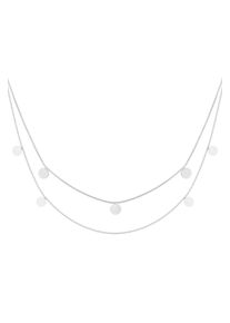Adelia&acute;s Gliederkette ADELIA&acute;S "Zweireihige Halskette mit M&uuml;nzanh&auml;ngern aus Edelstahl 44 cm + 5 cm" Gr. 44, silberfarben, Halsketten, Damen, 44cm, Edelstahl, Gliederkette, Zwei feine Kettenreihen mit runden M&uuml;nzanh&auml;ngern pr&auml;gen diesen modischen Modeschmuck