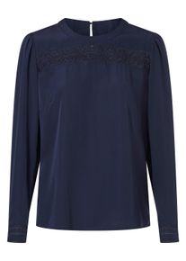 Longbluse SIEH AN "Tunika Tunika mit Bl&uuml;ten-Spitze", Damen, Gr. 52, blau (marine), Web, Stoff, , Modisch, Rundhals, Blusen Longbluse