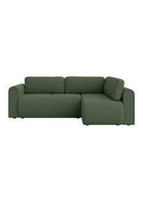 Ecksofa OTTO HOME "Zacharia wahlweise Schlafsofa mit Bettkasten, B/T/H 250/166/86 cm", gr&uuml;n (dunkelgr&uuml;n), B:250cm H:86cm T:166cm, 100% Polyester, Sofas, Ecksofa, L-Form mit Wellenunterfederung, Ottomane rechts oder links bestellbar