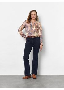 Klassische Bluse Toni "Bella", Damen, Gr. 42, bunt (multicolour 470), Satin, , Casual, comfort fit normal, V-Ausschnitt, Manschette, Blusen Klassische Bluse, mit Patchwork-Print