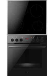 Amica Elektro-Herd-Set "EHCX 934 300 S", Energieeffizienz: A, schwarz (schwarz, glas), Herdsets, Dreikreis-Zone passt die Kochfl&auml;che flexibel an Topfgr&ouml;&szlig;en an, Elektro-Herd-Set