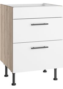 Kochfeldumbauschrank Optifit "Fiona", wei&szlig;, B:60cm H:87cm T:58,1cm, Holzwerkstoff, Schr&auml;nke, Kochfeldumbauschrank, Breite 60 cm, mit 2 Ausz&uuml;gen und h&ouml;henverstellbaren Stellf&uuml;&szlig;en