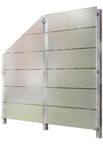 Zaun STAKET PRO, silber (silberfarben), Pfosten: 3 Stk., Edelstahl, Glas, Zaunelemente, Zaun, Glaszaun, Gesamtl&auml;nge: 2,17 m, 3 Pfosten
