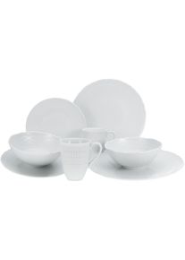 Kombiservice Creatable "Geschirr-Set Sofia", wei&szlig;, 8 Stk., Porzellan, Geschirr-Sets, Kombiservice, Service, klassisch elegantes Relief, 8 Teile, f&uuml;r 2 Personen