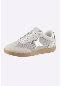 Sneaker Heine "Sneaker Sneaker", Damen, Gr. 40, wei&szlig; (grau, silberfarben), Synthetik, Casual, Schuhe Sneaker