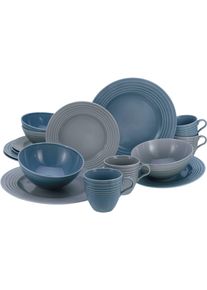 Kombiservice Creatable "Geschirr-Set Stripes Colors", bunt, 16 Stk., Porzellan, Geschirr-Sets, Kombiservice, Service, umlaufendes Rillenrelief, 16 Teile, f&uuml;r 4 Personen