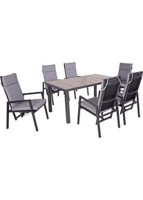 Garten-Essgruppe Garden Pleasure "RANA/SINTRA Set 01", grau (dunkelgrau, schwarz), Obermaterial: 100% Polyester, Sitzm&ouml;bel-Sets, Garten-Essgruppe