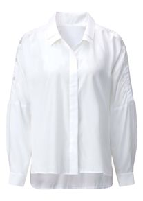 CR&Eacute;ATION L Klassische Bluse CREATION L "Seiden-Viskose-Longbluse Hemdbluse mit Fledermaus-&Auml;rmeln", Damen, Gr. 4, wei&szlig;, Web, Stoff, , Modisch, Blusen Klassische Bluse