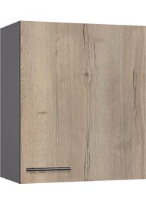 H&auml;ngeschrank Optifit, braun (wildeiche, anthrazit), B:60cm H:70,4cm T:34,6cm, Holzwerkstoff, Schr&auml;nke, H&auml;ngeschrank, Breite 60 cm, mit 1 T&uuml;r, 2 Einlegeb&ouml;den