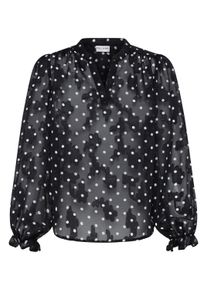 Langarmbluse Pulz Jeans "Pulz Jeans Bluse langarm PZFINJA", Damen, Gr. XS, schwarz-wei&szlig; (schwarz beauty), Blusen Langarmbluse
