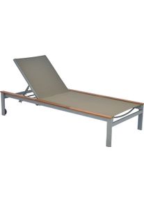 Gartenliege Merxx "Naxos", grau (silber), Obermaterial: 70% PVC, 30% Polyester, Gartenliegen, Gartenliege