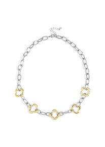 Adelia&acute;s Kette ohne Anh&auml;nger ADELIA&acute;S "Gliederkette mit Kleeblatt-Elementen aus Edelstahl 42 cm + 5 cm" Gr. 42, gold (gold, und silberfarben), Halsketten, Damen, 42cm, Edelstahl, Kette ohne Anh&auml;nger, Die eingearbeiteten Kleeblatt-Elemente pr&auml;gen diesen trendigen Modeschmuck
