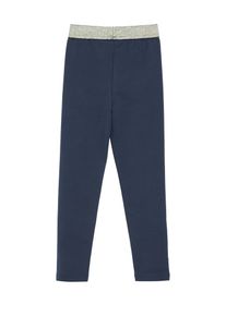 Leggings S.OLIVER JUNIOR, M&auml;dchen, Gr. 110, N-Gr, blau (dunkelblau), Web, Obermaterial: 95% Baumwolle, 5% Elasthan, unifarben, eng lang, Hosen Leggings, mit Glitzer-Gummizug / Stretch - f&uuml;r Girls
