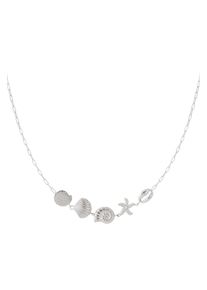 Adelia&acute;s Gliederkette ADELIA&acute;S "Halskette mit maritimen Anh&auml;ngern und Strassstein 40 cm + 5 cm" Gr. 40, silber (silberfarben), Halsketten, Damen, 40cm, Edelstahl, Gliederkette, Die fest eingearbeiteten Muschel-, Seestern- und Kaurimuschel-Anh&auml;nger pr&auml;gen diesen stylischen Modeschmuck