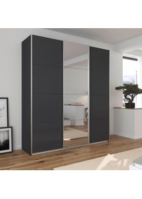 Kleiderschrank OTTO HOME "Schrank Garderobe Ankleide Schlafzimmerschrank Mietswohnung AGORDO", grau (graumetallic, griffleisten alufarbig), B:203cm H:229cm T:62cm, Holzwerkstoff, Schr&auml;nke, Kleiderschrank, Graumetallic mit Spiegel, Top Innenausstattung MADE IN GERMANY