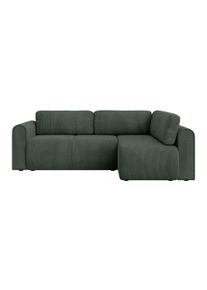 Ecksofa OTTO HOME "Zacharia wahlweise Schlafsofa mit Bettkasten, B/T/H 250/166/86 cm", gr&uuml;n (dunkelgr&uuml;n), B:250cm H:86cm T:166cm, 100% Polyester, Sofas, Ecksofa, L-Form mit Wellenunterfederung, Ottomane rechts oder links bestellbar