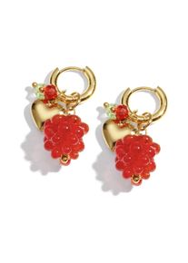 Adelia&acute;s Paar Ohrh&auml;nger ADELIA&acute;S "Ohrringe Ohrh&auml;nger mit Fruchtanh&auml;ngern aus Edelstahl und Glas", gold (rot), Ohrringe, Damen, Einheitsgr&ouml;&szlig;e, Edelstahl, Paar Ohrh&auml;nger, Modeschmuck mit Fruchtanh&auml;ngern, modisch und goldfarben