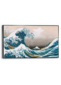 Wandbild Reinders "Hokusai Gro&szlig;e Welle", blau (farbe bild(er): blau), B:118cm H:70cm T:3,7cm, Bilder, Wandbild, Home Office - Blau - MDF - Ber&uuml;hmte K&uuml;nstler - 118x70 cm