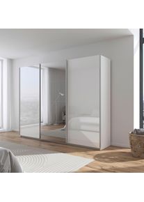 Kleiderschrank OTTO HOME "Schrank Garderobe Ankleide Schlafzimmerschrank Mietswohnung AGORDO", wei&szlig; (alpinwei&szlig;, hochglanz wei&szlig;, griffleisten alufarbig), B:271cm H:210cm T:62cm, Holzwerkstoff, Schr&auml;nke, Kleiderschrank, Hochglanz Wei&szlig; mit Spiegel, Top Innenausstattung MADE IN GERMANY