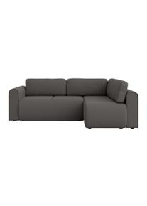Ecksofa OTTO HOME "Zacharia wahlweise Schlafsofa mit Bettkasten, B/T/H 250/166/86 cm", grau (dunkelgrau), B:250cm H:86cm T:166cm, 100% Polyester, Sofas, Ecksofa, L-Form mit Wellenunterfederung, Ottomane rechts oder links bestellbar