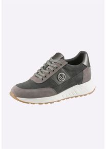 Sneaker Heine "Sneaker Sneaker", Damen, Gr. 39, grau (grau, anthrazit), Rindsleder, Modisch, Schuhe Sneaker