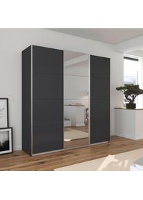 Kleiderschrank OTTO HOME "Schrank Garderobe Ankleide Schlafzimmerschrank Mietswohnung AGORDO", grau (graumetallic, griffleisten alufarbig), B:203cm H:210cm T:62cm, Holzwerkstoff, Schr&auml;nke, Kleiderschrank, Graumetallic mit Spiegel, Top Innenausstattung MADE IN GERMANY