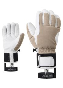 Skihandschuhe Ziener "GEFANO-Z AQUASHIELD DAUNENF&Uuml;TTERUNG", Herren, Gr. 7.5, beige (sandstone), Materialmix, Handschuhe Skihandschuhe, wasserdicht, winddicht, atmungsaktiv, extra warm, Lederinnenhand