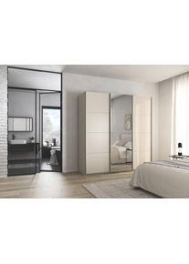 Kleiderschrank OTTO HOME "Schrank Garderobe Ankleide Schlafzimmerschrank Mietswohnung AGORDO", beige (kaschmir (champagner), griffleisten alufarbig), B:203cm H:229cm T:62cm, Holzwerkstoff, Schr&auml;nke, Kleiderschrank, Kaschmir mit Spiegel, Top Innenausstattung MADE IN GERMANY