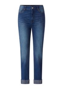 5-Pocket-Jeans Heine "Jeans 5-Pocket-Jeans mit Beinaufschlag", Damen, Gr. 38, Normalgr&ouml;&szlig;en, blau, stone, washed, Denim/Jeans, , Casual, gerade, Jeans 5-Pocket-Jeans