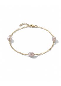 Perlenarmband DI PERLE "S&uuml;&szlig;wasserperlen Armschmuck Armband, Silber vergoldet, 17 cm + 2 cm" Gr. 19, rosa (wei&szlig;), Armb&auml;nder, Damen, diperle_19, Perlen Silber 925 (Sterlingsilber), Perlen, Silber 925 (Sterlingsilber), Perlenarmband
