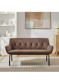 Bank OTTO HOME "Lika", braun, schwarz, B:160cm H:83cm T:64cm, Metall, Polyester, Polywood, Sitzb&auml;nke, Bank, weicher Veloursbezug, schwarzes Metallgestell, zwei Breiten