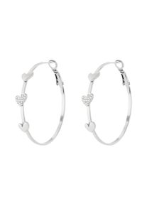Adelia&acute;s Paar Creolen ADELIA&acute;S "Ohrringe Creolen mit drei Herzen aus Edelstahl", silber (silberfarben), Ohrringe, Damen, Einheitsgr&ouml;&szlig;e, Edelstahl, Paar Creolen, Modeschmuck mit drei Herzen und Strasssteinbesatz, trendig gestaltet