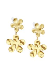Adelia&acute;s Paar Ohrh&auml;nger ADELIA&acute;S "Ohrringe Ohrh&auml;nger aus Edelstahl mit Blumenmotiv, goldfarben", gold (goldfarben), Ohrringe, Damen, Einheitsgr&ouml;&szlig;e, Edelstahl, Paar Ohrh&auml;nger, Modeschmuck, trendig mit zwei gl&auml;nzenden Bl&uuml;tenformen