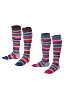 Kniestr&uuml;mpfe Esprit "Multi Stripe 2-Pack", M&auml;dchen, Gr. 35-38, Sockengr&ouml;&szlig;e, bunt (light denim (6660)), comfort fit, Socken Kniestr&uuml;mpfe