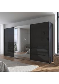 Kleiderschrank OTTO HOME "Schrank Garderobe Ankleide Schlafzimmerschrank Mietswohnung AGORDO", grau (graumetallic, hochglanz effektgrau, griffleisten alufarbig), B:360cm H:210cm T:62cm, Holzwerkstoff, Schr&auml;nke, Kleiderschrank, Hochglanz Effektgrau mit Spiegel, Top Innenausstattung MADE IN GERMANY