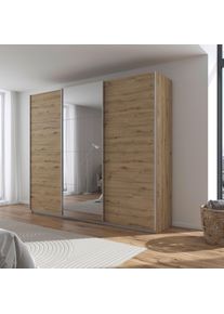 Kleiderschrank OTTO HOME "Schrank Garderobe Ankleide Schlafzimmerschrank Mietswohnung AGORDO", eiche artisan, griffleisten alufarbig, B:271cm H:229cm T:62cm, Holzwerkstoff, Schr&auml;nke, Kleiderschrank, Eiche Artisan mit Spiegel, Top Innenausstattung MADE IN GERMANY
