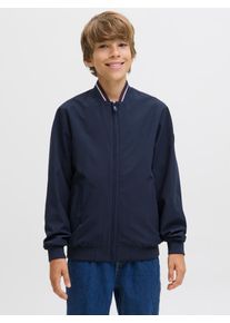 Jack & Jones Bomberjacke JACK & JONES JUNIOR "JJBROOK BOMBER JNR", Jungen, Gr. 152, blau (seaborne detail:lining: estate blau), Web, Obermaterial: 90% Polyester, 10% Elasthan, unifarben, regular fit normal, Jacken Bomberjacke