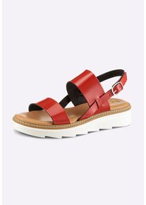 Sandale Heine "Sandale Sandale", Damen, Gr. 37, rot, Rindsleder, Modisch, Schuhe Sandale