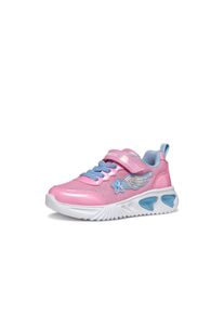 Sneaker Geox "J ASSISTER GIRL", M&auml;dchen, Gr. 26, Synthetik Textil, pink (rosa, hellblau), Synthetik, Textil, kontrastfarbene Details, Basic, Schuhe Sneaker, Halbschuh, Freizeitschuh mit Klettverschluss und Blinkfunktion